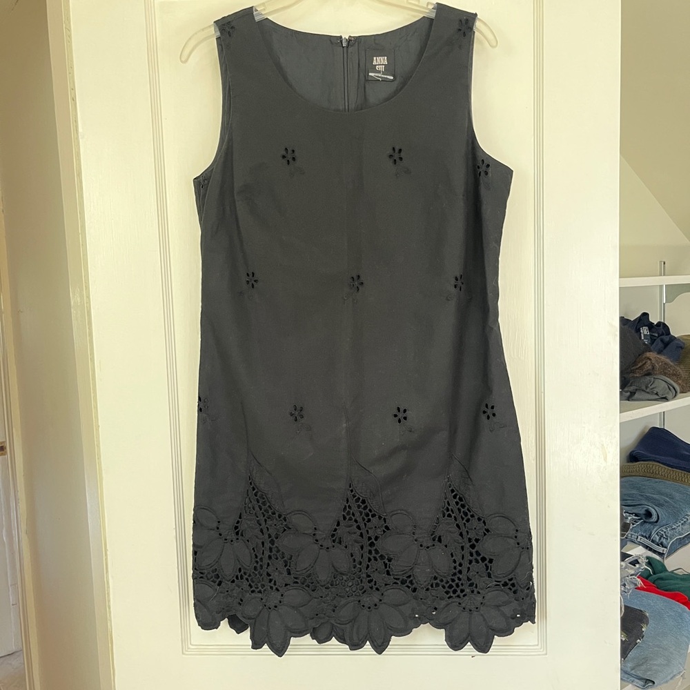 Ann Sui black poplin mini dress